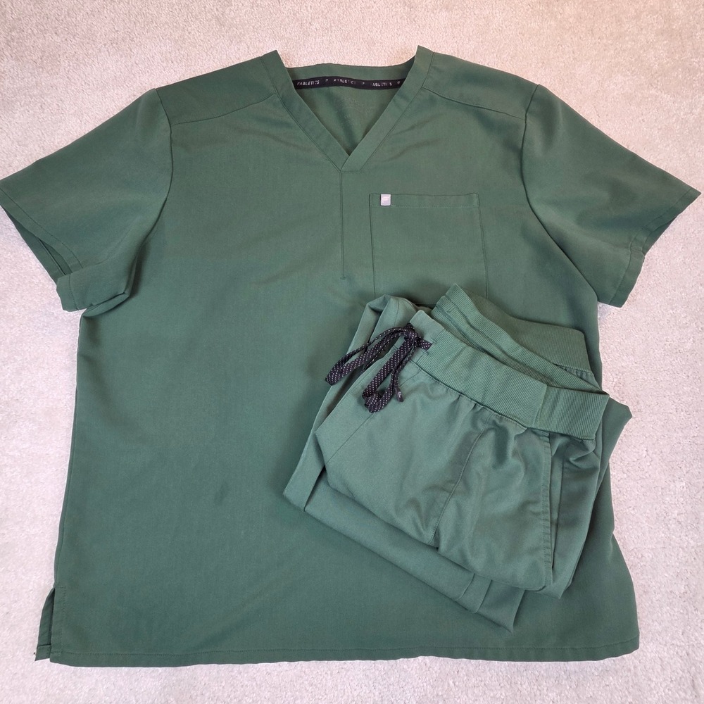 Fabletics Helix Scrub Top Intake Jogger Pants Set Mens XXL Green Medical